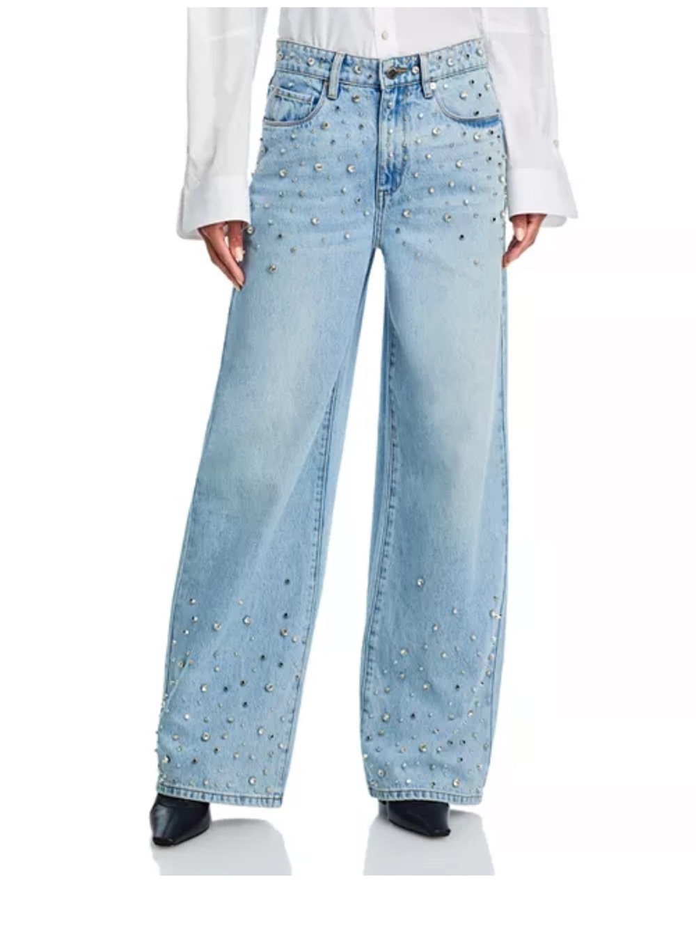 Blank NYC The Franklin Rhinestone Straight Leg Jeans in Blue Waist 31